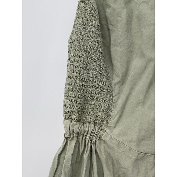 Cloth and Stone Anthropologie Sage Green Midi Dress 1X Boho Lagenlook Minimalist - Picture 6 of 7